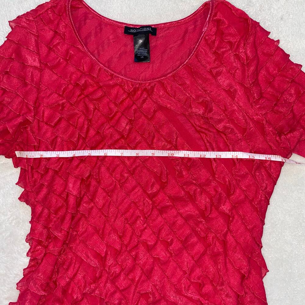 Notations Ruffle Blouse Tee, Women's Large - Picture 5 of 7